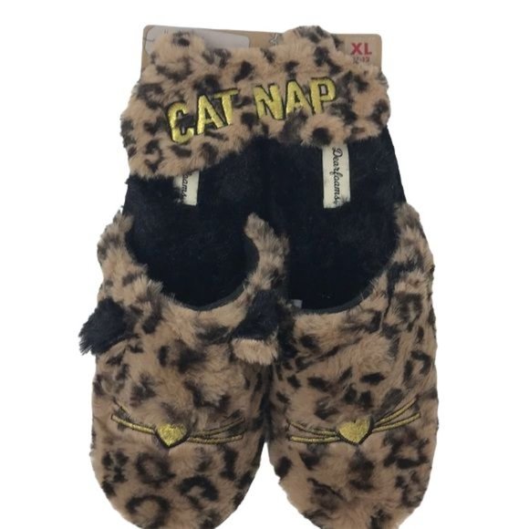 Dearfoams Womens Leopard Print Slipper w/ Eye Mask - Picture 2 of 3